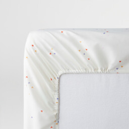 Noki Cloud Print Organic Cotton Child's Fitted Sheet with 25cm Flap - thumbnail 4
