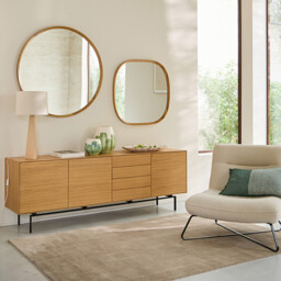 Orion Round Mirror in Solid Oak with Diameter 100cm - thumbnail 2