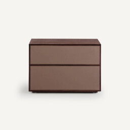 Mikube Low Cabinet with 2 Drawers and Walnut Veneer and Leather - thumbnail 3