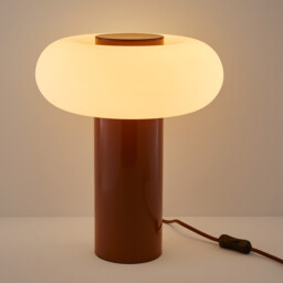 Omer Table Lamp in Iron and Opaline, H36.6cm - thumbnail 3
