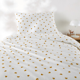 Scacco Caramel Child's Duvet Cover Set in 50% Recycled Cotton with Rectangular Pillowcase - thumbnail 1