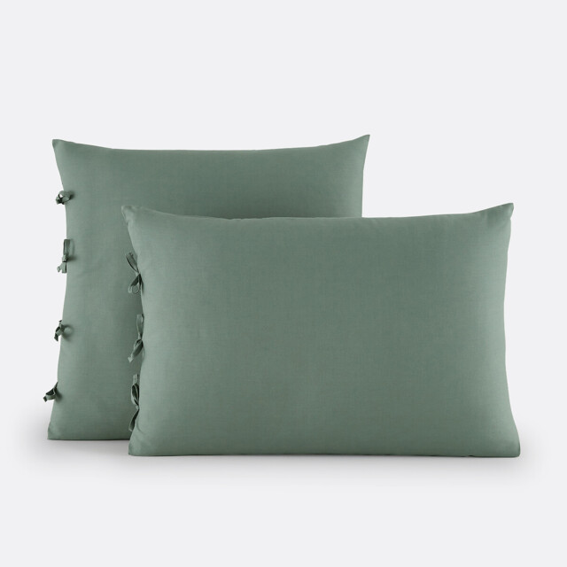 Scenario Plain Cotton Pillowcase with Tie Fastening - image 1