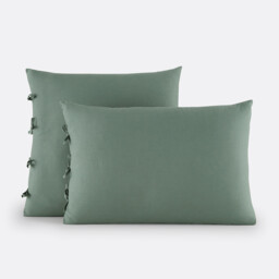 Scenario Plain Cotton Pillowcase with Tie Fastening