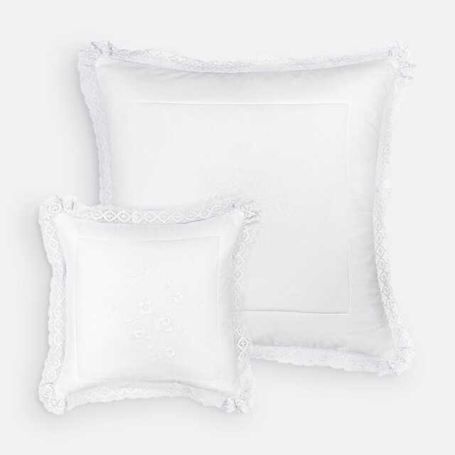 Oyena Embroidered Cotton Cushion Cover with Ruffles - image 1