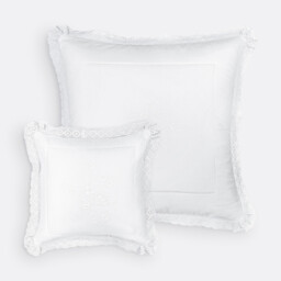 Oyena Embroidered Cotton Cushion Cover with Ruffles - thumbnail 1