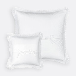 Oyena Embroidered Cotton Cushion Cover with Ruffles - thumbnail 2