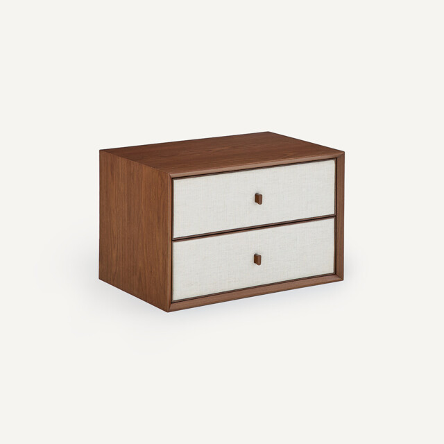 Archivita XL Walnut Veneer and Fabric 2-Drawer Cabinet, W60 X D42cm - image 1