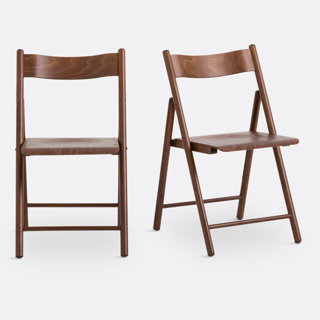 Set of 2 Panni Folding Chairs in Beech and Veneer - image 1