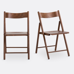 Set of 2 Panni Folding Chairs in Beech and Veneer - thumbnail 1