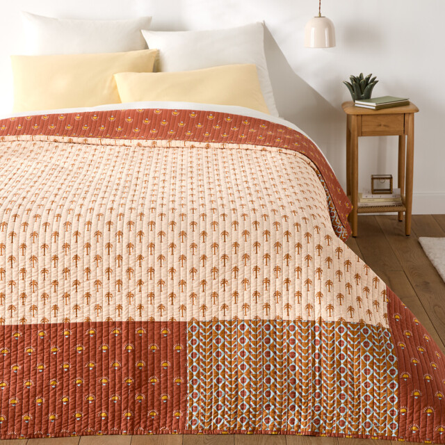 Nizar Patchwork Print Washed Cotton Kantha Bedspread - image 1