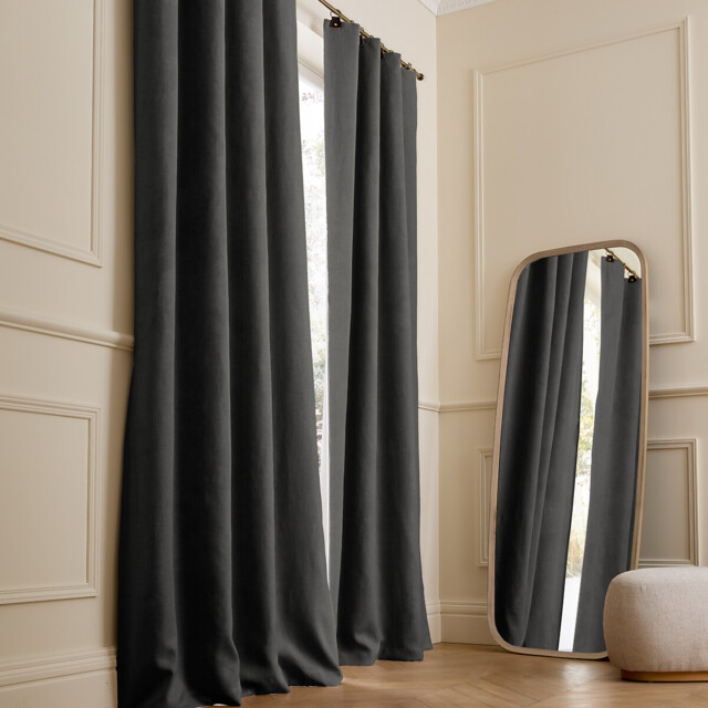 Private Washed Linen Curtain with Leather Tab Top Header - image 1