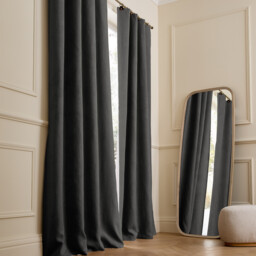 Private Washed Linen Curtain with Leather Tab Top Header