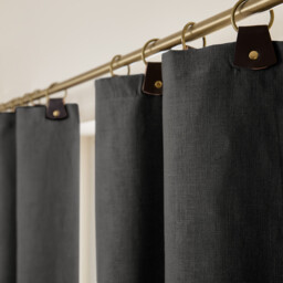 Private Washed Linen Curtain with Leather Tab Top Header - thumbnail 3