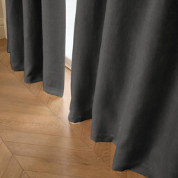 Private Washed Linen Curtain with Leather Tab Top Header - thumbnail 2