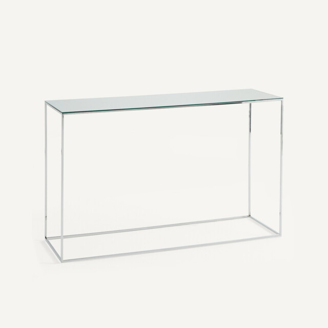 Mahaut Chrome-Plated Metal Mirrored Console Table - image 1