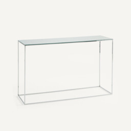 Mahaut Chrome-Plated Metal Mirrored Console Table - thumbnail 1