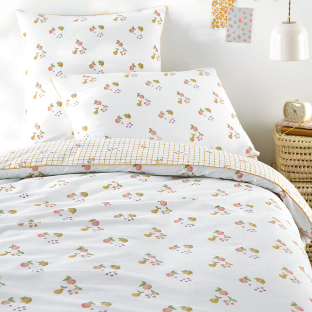 Lilac Fruit Print 50% Recycled Cotton Child's Duvet Cover - image 1