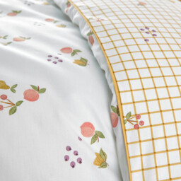 Lilac Fruit Print 50% Recycled Cotton Child's Duvet Cover - thumbnail 4