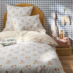 Lilac Fruit Print 50% Recycled Cotton Child's Duvet Cover - thumbnail 3