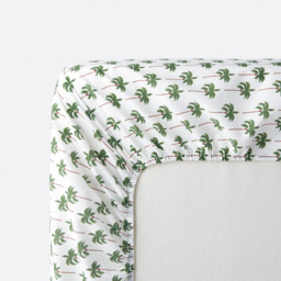 Tapahi Palm Tree Print 50% Recycled Cotton Child's Fitted Sheet with 25cm Flap - thumbnail 4
