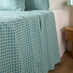 Acélie Blue Washed Linen Flat Sheet - thumbnail 1