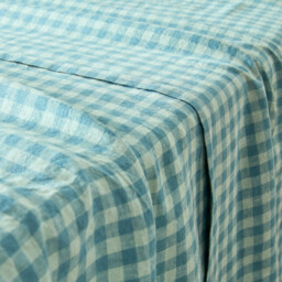 Acélie Blue Washed Linen Flat Sheet - thumbnail 3