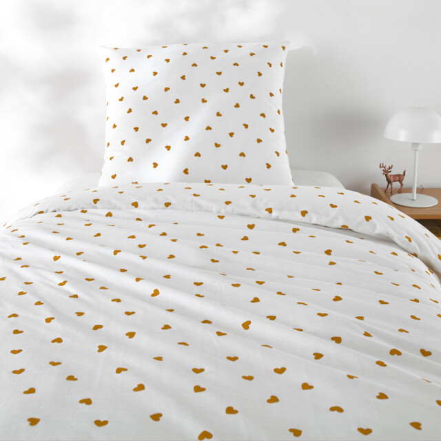 Scacco Caramel Child's Duvet Cover Set in 50% Recycled Cotton with Square Pillowcase - image 1