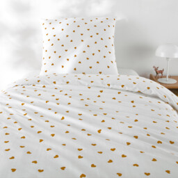 Scacco Caramel Child's Duvet Cover Set in 50% Recycled Cotton with Square Pillowcase - thumbnail 1
