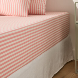 Soizic Coral Cotton Fitted Sheet Mattress Depth 30cm - thumbnail 1