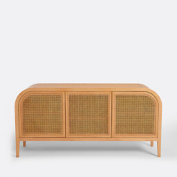 Madara Oak Veneer and Rattan Cane 3-Door Sideboard - thumbnail 3