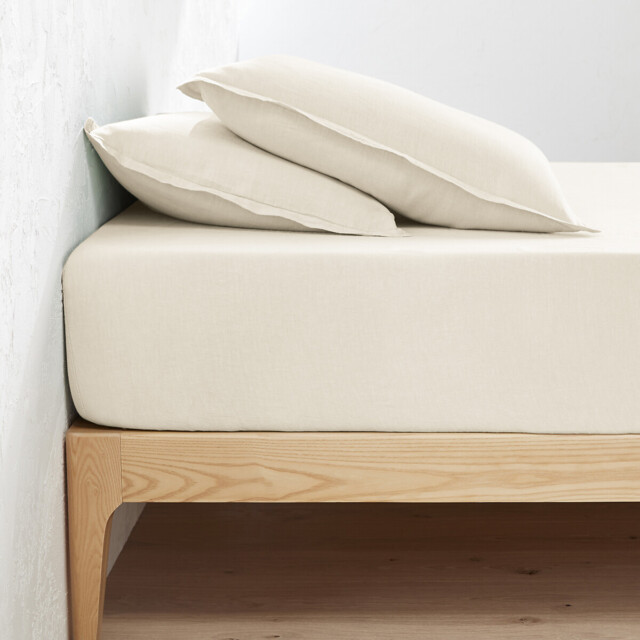 Linot 100% Washed Linen Fitted Sheet For Deep Mattresses (30cm) - image 1