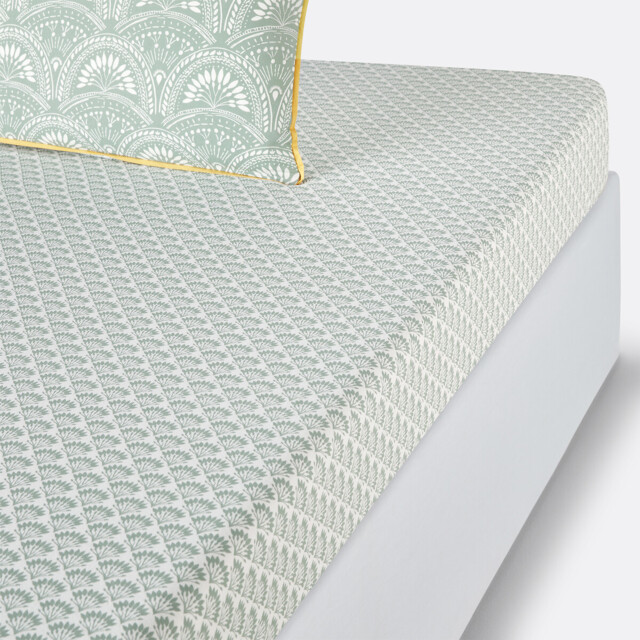 Jaipur Green Washed Cotton Fitted Sheet