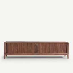 Liamca TV Stand in Walnut Veneer and Leather - thumbnail 3