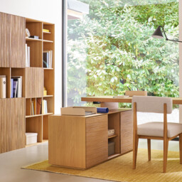 Mikube 4 Door Bookcase in Oak and Veneer - thumbnail 2