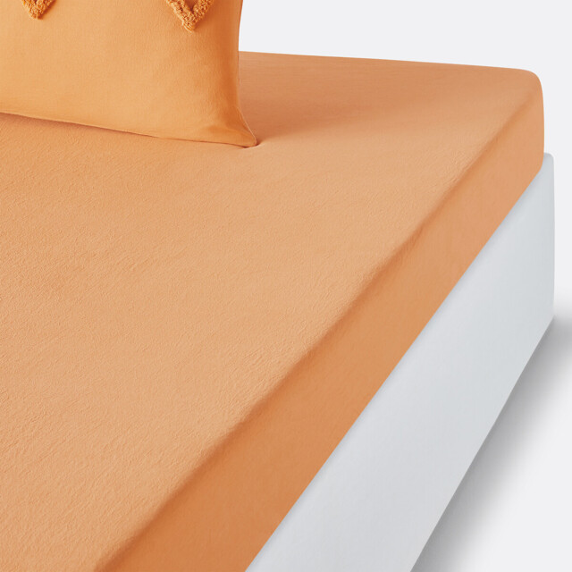 Assa Ochre Cotton Fitted Sheet For Deep Mattresses (30cm)