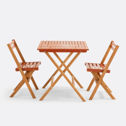 Dudena Acacia 2-Seater Folding Garden Set, Square Table and 2 Chairs - thumbnail 2