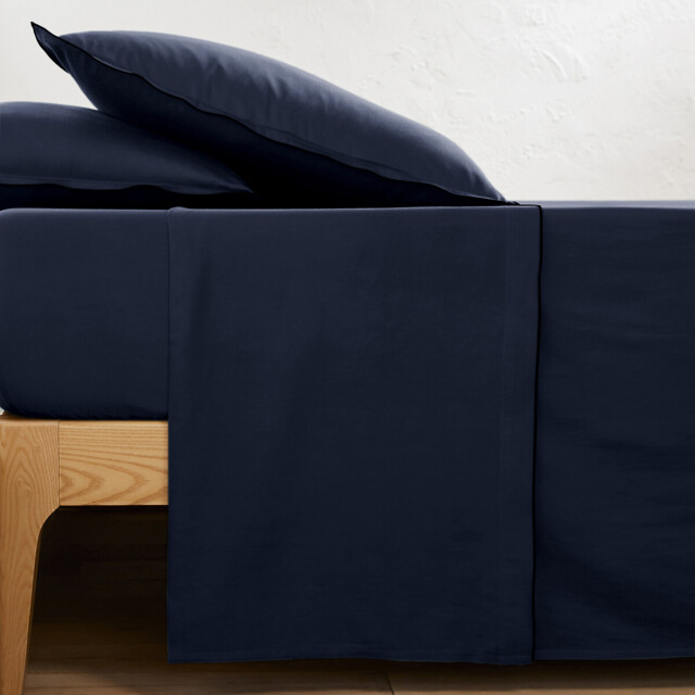 Victor Plain Washed Cotton Satin 300 Thread Count Flat Sheet - image 1