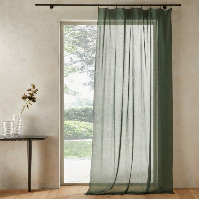 Halka 100% Organic Washed Cotton Voile Sheer Curtain Panel - image 1