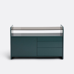 Ericson Lacquered Sideboard with Smoked Tempered Glass Top, 1 Door and 3 Drawers - thumbnail 3