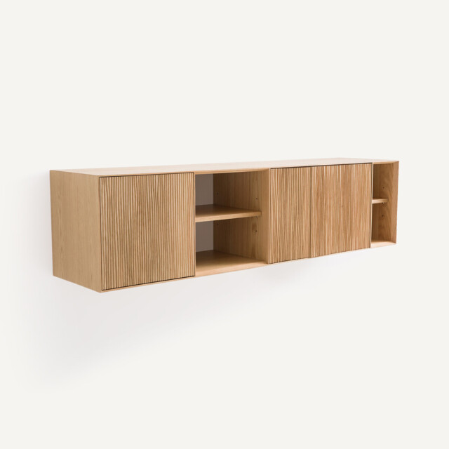 Mikube Wall-Mounted Console Table in Oak and Oak Veneer - image 1