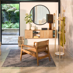 Mikube Wall-Mounted Console Table in Oak and Oak Veneer - thumbnail 2