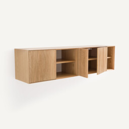 Mikube Wall-Mounted Console Table in Oak and Oak Veneer - thumbnail 4