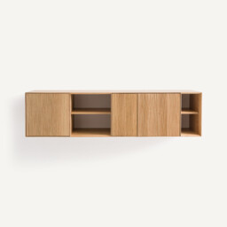 Mikube Wall-Mounted Console Table in Oak and Oak Veneer - thumbnail 3