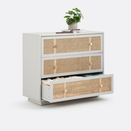 Paola Pine & Rattan Chest of 3 Drawers - thumbnail 4