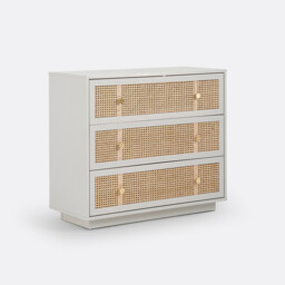 Paola Pine & Rattan Chest of 3 Drawers - thumbnail 1