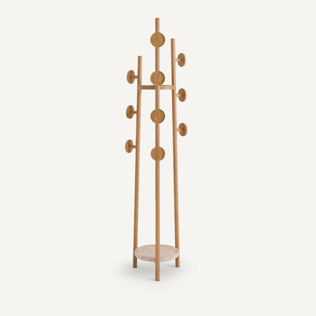 Madilgo Oak & Travertine Coat Rack - image 1