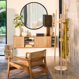 Madilgo Oak & Travertine Coat Rack - thumbnail 3