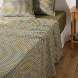 Acélie Olive/Opaline Washed Linen Flat Sheet - thumbnail 3