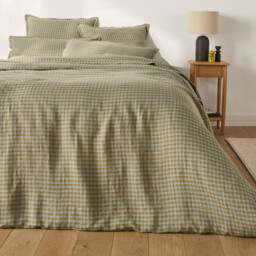 Acélie Olive/Opaline Washed Linen Flat Sheet - thumbnail 2