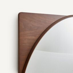 Notteri Walnut Frame Round Mirror, Height 90cm - thumbnail 4